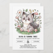  kleurrijke digitale wolf verjaardag kaart (Voorkant / Achterkant)