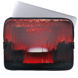 Kleurrijke Digitale Zonsondergang Glitch Laptop Sleeve