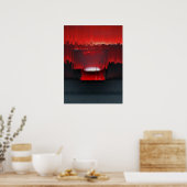 Kleurrijke Digitale Zonsondergang Glitch Poster (Keuken)