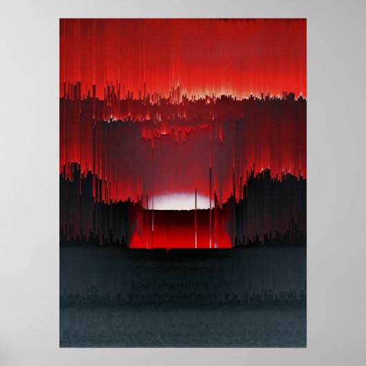 Kleurrijke Digitale Zonsondergang Glitch Poster (Voorkant)