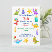 Kleurrijke Dino Kids Verjaardag Kaart (Staand voorkant)