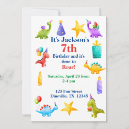 Kleurrijke Dino Kids Verjaardag Kaart