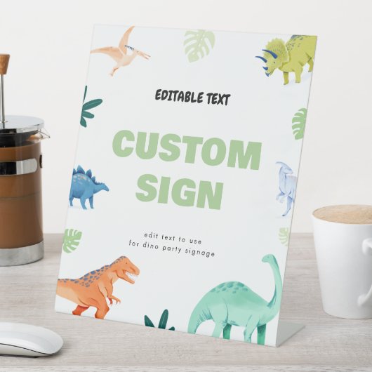 Kleurrijke Dino Party Dinosaurus Verjaardag Custom Reclamebord Met Voetstuk (Insitu)