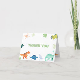 Kleurrijke Dino Party Dinosaurus Verjaardag Dank u Bedankkaart