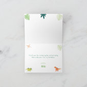 Kleurrijke Dino Party Dinosaurus Verjaardag Dank u Bedankkaart (Binnen)