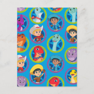 Kleurrijke Dino Ranch Patroon Briefkaart