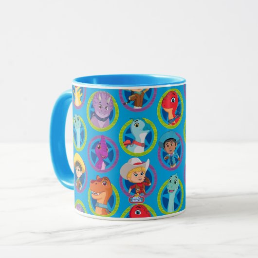 Kleurrijke Dino Ranch Patroon Mok (Voorkant links)