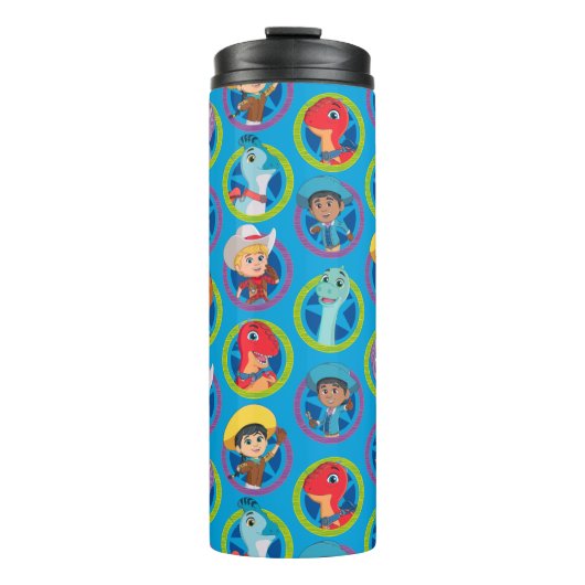 Kleurrijke Dino Ranch Patroon Thermosbeker (Voorkant)