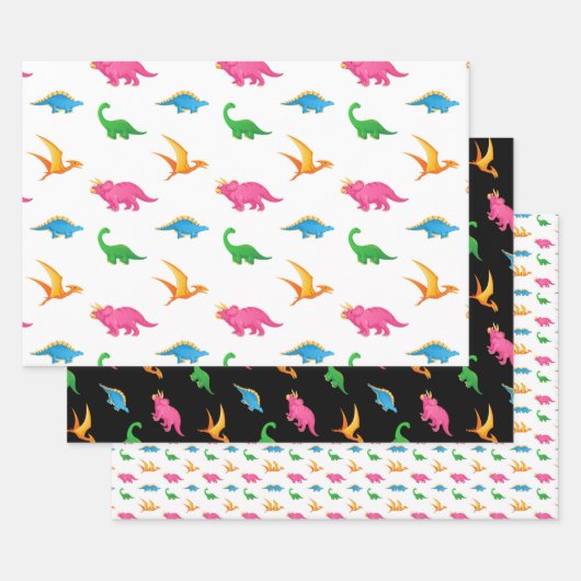 KLEURRIJKE DINO'S INPAKPAPIER VEL (Set)