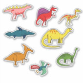 Kleurrijke Dinosaur Kinderen Sticker (Voorkant)