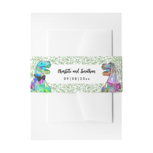 Kleurrijke Dinosaur Theme Wedding Custom Uitnodigingen Wikkel (Voorkant Voorbeeld)