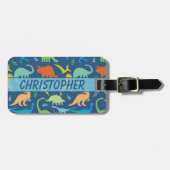 Kleurrijke dinosauriërs aan Personaliseer en het A Bagagelabel (Voorkant horizontaal)