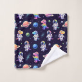 Kleurrijke Dinosauriërs Outer Space Planeten Regen Bad Handdoek (Wasdoekje)
