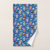 Kleurrijke Dinosauriërs Outer Space Planeten Regen Bad Handdoek (Handdoek)