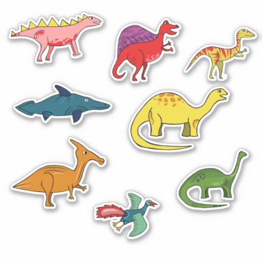 Kleurrijke dinosauriërs voor kinderen sticker (Voorkant)