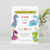 Kleurrijke Dinosaurs Kids Verjaardagsfeest Kaart (Staand voorkant)