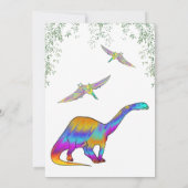 Kleurrijke dinosaurus 1e verjaardagsfeest kaart (Achterkant)