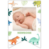 Kleurrijke Dinosaurus Eerste Verjaardag Milestone Vlaggetjes (Tweede vlag)