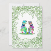 Kleurrijke Dinosaurus Gay Wedding T-Rex Twee Groom Kaart (Achterkant)