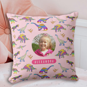 Kleurrijke dinosaurus gepersonaliseerde foto en na kussen