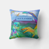 Kleurrijke dinosaurus gepersonaliseerde Kinder naa Kussen (Achterkant)