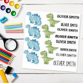 Kleurrijke Dinosaurus illustraties stickers met Na
