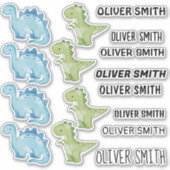 Kleurrijke Dinosaurus illustraties stickers met Na (Voorkant)