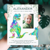 Kleurrijke Dinosaurus Jongens 3e Verjaardag Party  Uitnodiging Briefkaart