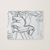 Kleurrijke Dinosaurus Jungle Dier Kleurplaat Puzze Legpuzzel (Horizontaal)