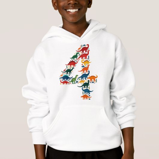 Kleurrijke dinosaurus kind hoodie (Voorkant)