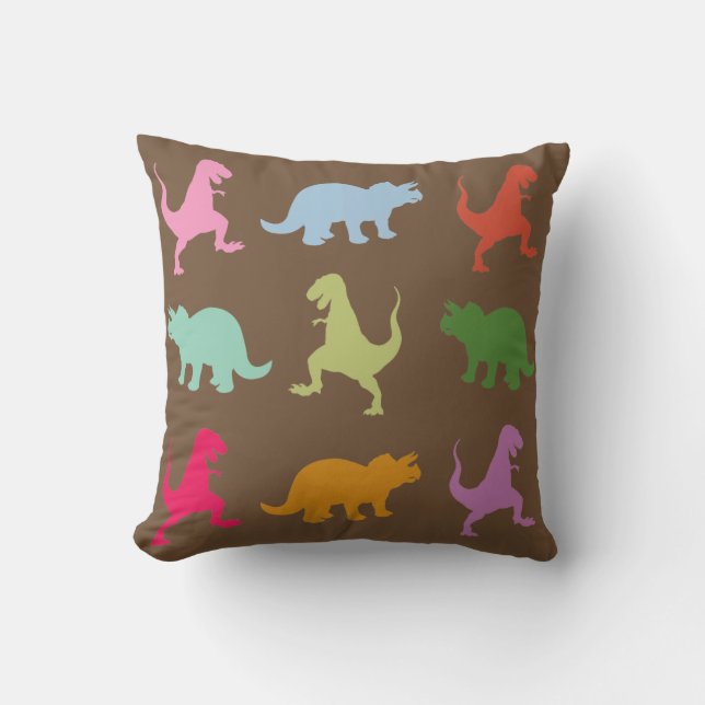 Kleurrijke Dinosaurus Kussensloop Kussen (Voorkant)