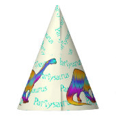 Kleurrijke Dinosaurus Partysaurus Verjaardagsfeest Feesthoedjes (Achterkant)
