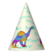 Kleurrijke Dinosaurus Partysaurus Verjaardagsfeest Feesthoedjes (Voorkant)