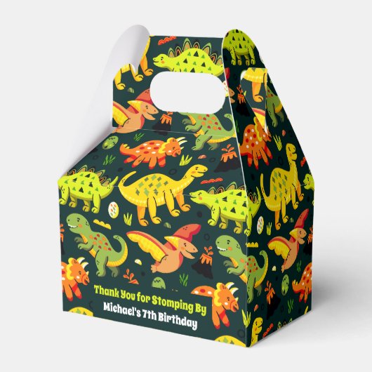 Kleurrijke Dinosaurus Patroon Party Favor Box Bedankdoosjes (Achterkant)