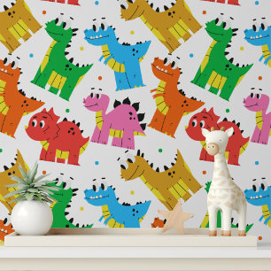 Kleurrijke Dinosaurus Slaapkamer Decoratie voor Ki Behang