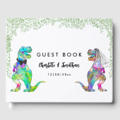 Kleurrijke dinosaurus thema bruiloft gastenboek (Voorkant)