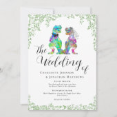 Kleurrijke dinosaurus thema bruiloft kaart (Voorkant)