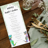 Kleurrijke dinosaurus thema bruiloft menu