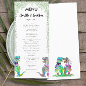 Kleurrijke dinosaurus thema bruiloft menu