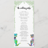 Kleurrijke dinosaurus thema bruiloft programmakaart (Achterkant)