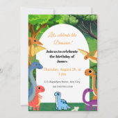 Kleurrijke Dinosaurus Verjaardag Uitnodiging voor (Voorkant)