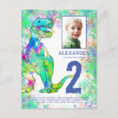 Kleurrijke Dinosaurus Verjaardagsfeest Foto Budget Uitnodiging Briefkaart (Voorkant)