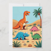 Kleurrijke dinosaurus verjaardagsfeest uitnodiging (Achterkant)