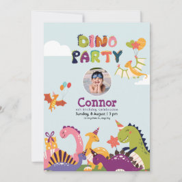 Kleurrijke Dinosaurus verjaardagsfeestje Kaart