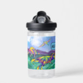 Kleurrijke Dinosaurus Voeg Naam School toe Waterfles (Voorkant)