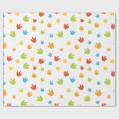 Kleurrijke Dinosaurus Voetafdrukken Verjaardagsfee Cadeaupapier (Vlak)