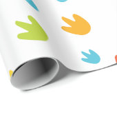 Kleurrijke Dinosaurus Voetafdrukken Verjaardagsfee Cadeaupapier (Rol Hoek)