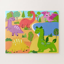 Kleurrijke Dinosaurus voor Kinderen Plezier & Spel Legpuzzel