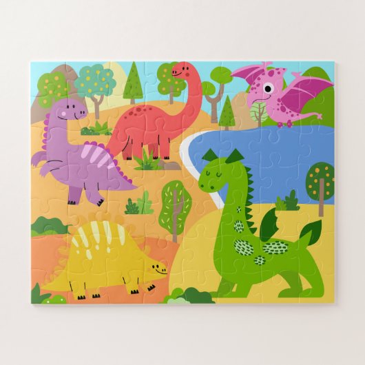 Kleurrijke Dinosaurus voor Kinderen Plezier & Spel Legpuzzel (Horizontaal)