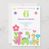 Kleurrijke dinosaurus zoete verjaardag uitnodiging (Voorkant)